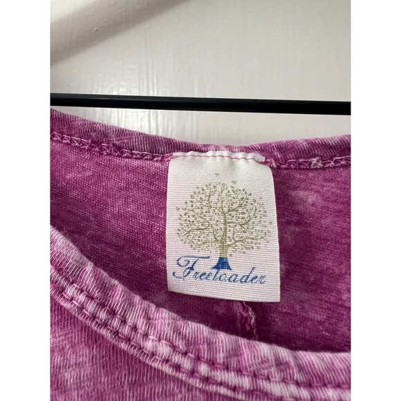Freeloader Fuschia Pink Purple Mineral Wash Tie Front Hi Lo Top - Women's S - Picture 3 of 9
